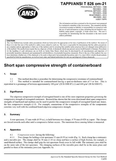 TAPPI T 826 Short span compressive strength » SGS